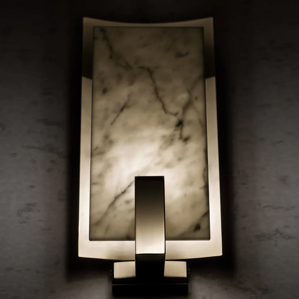 Carrara Marble Brass Wall Sconce – image 2