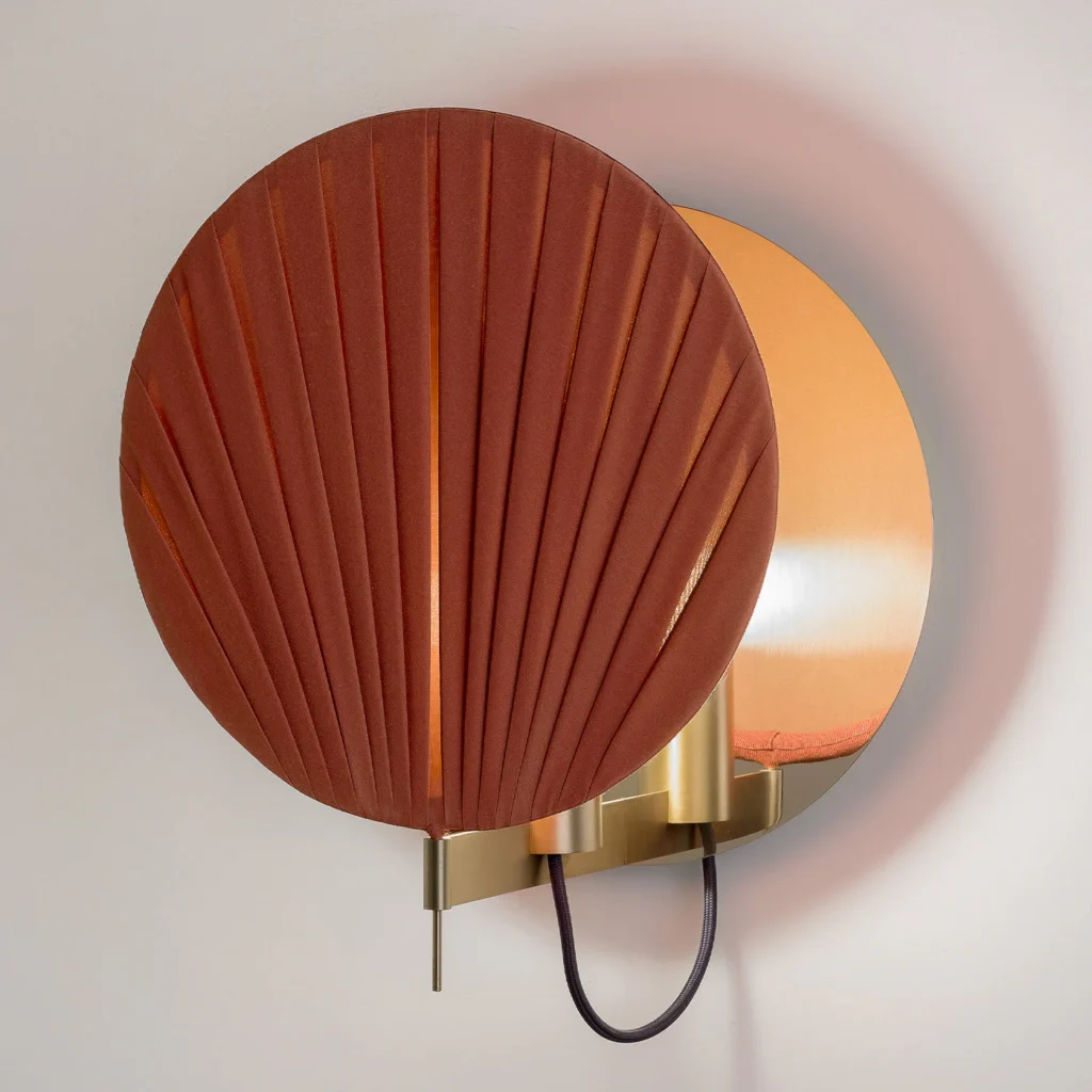 Pleated Fabric Wall Sconce – Red – image 4