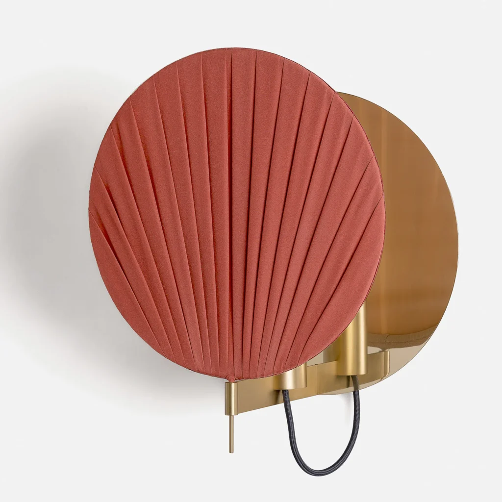 Pleated Fabric Wall Sconce – Red – image 5
