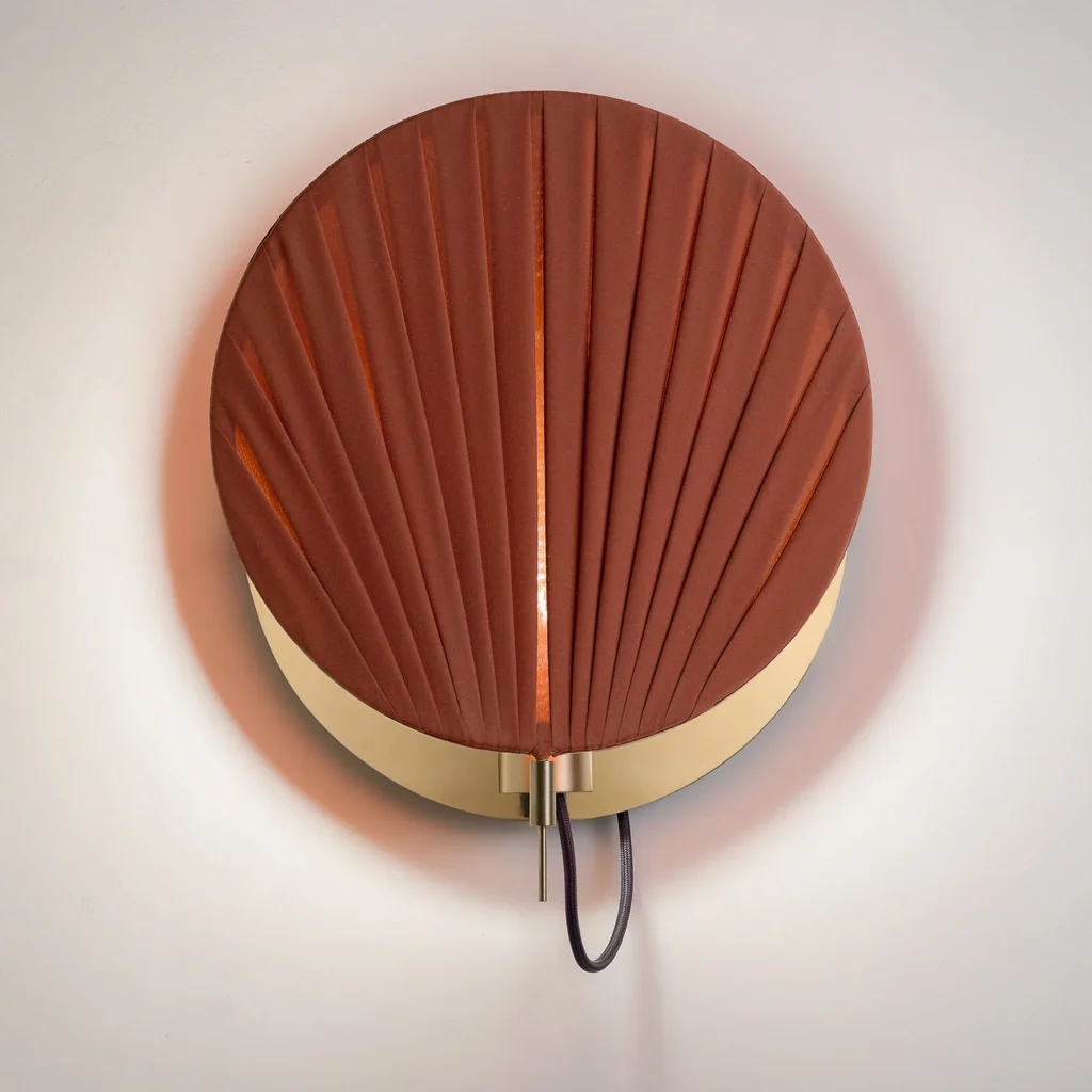 Pleated Fabric Wall Sconce – Red – image 6