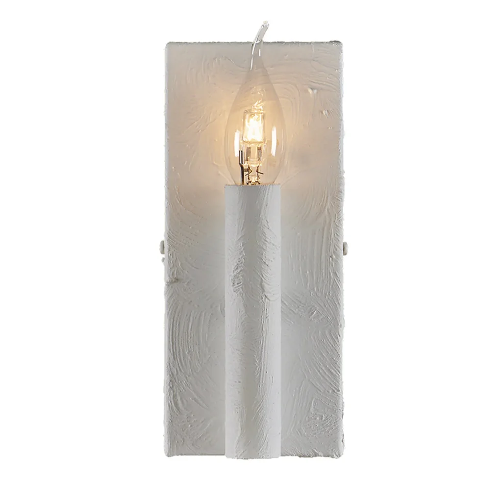 Minimal White Candle-Form Sconce