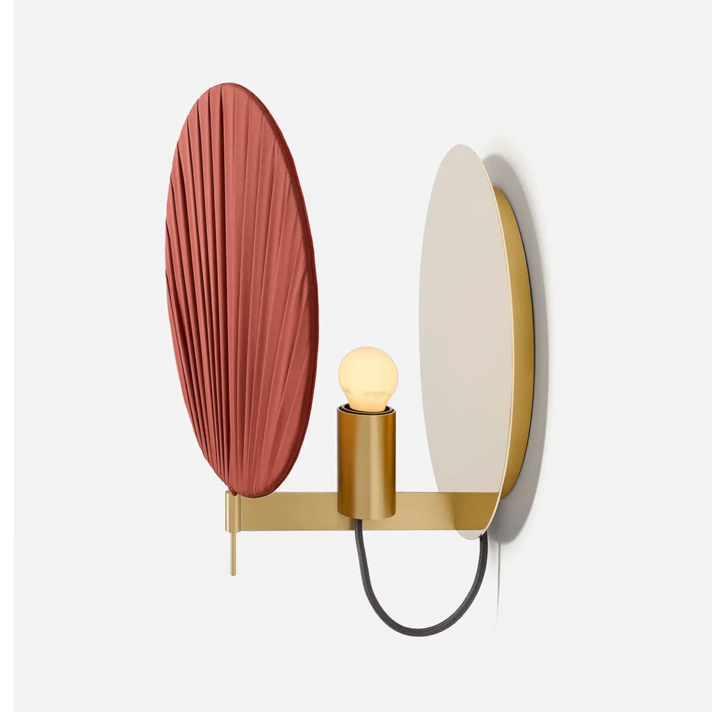 Pleated Fabric Wall Sconce – Red – image 2
