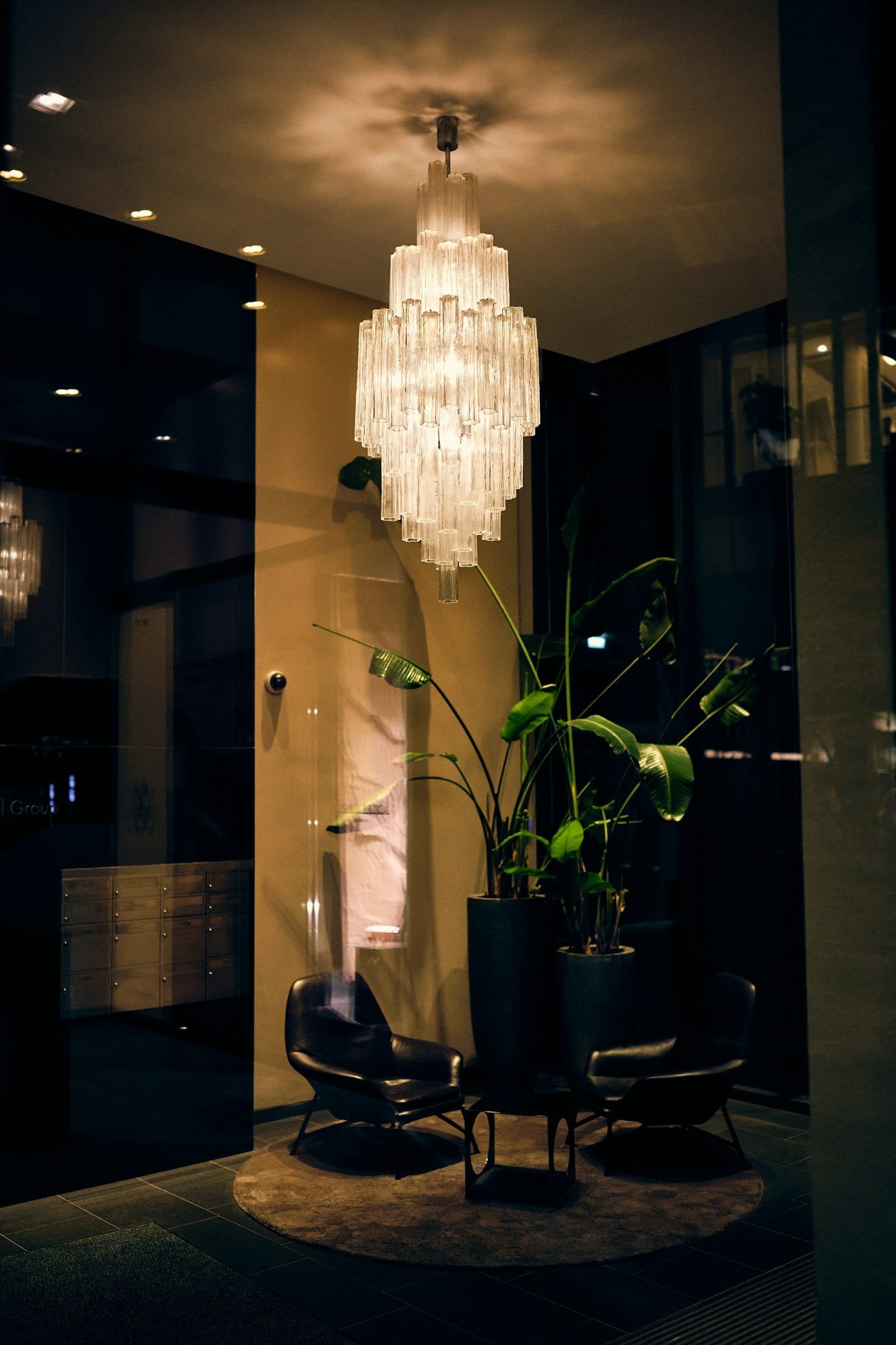 Hotel chandelier lighting detail