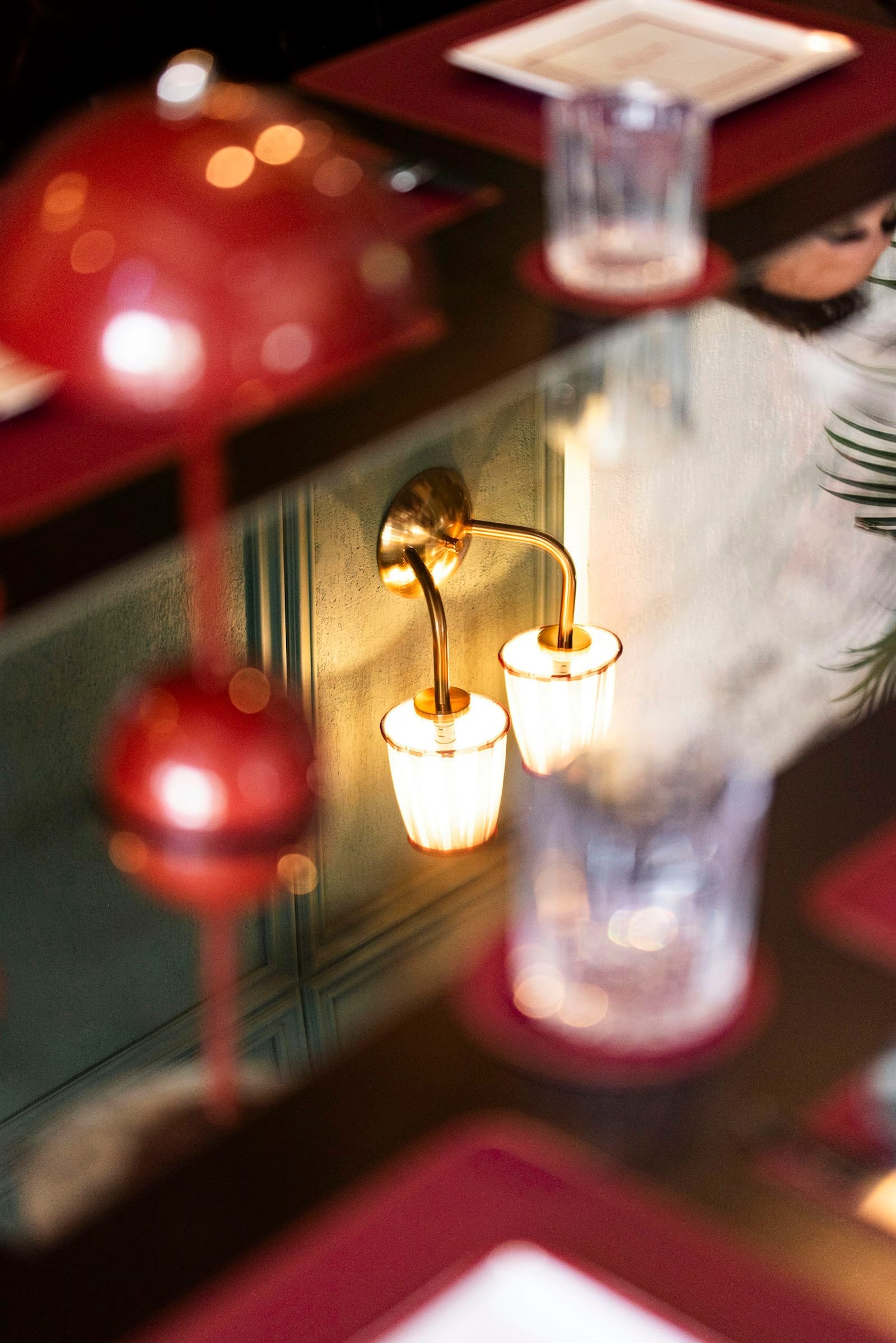 Brass sconce wall mounting detail