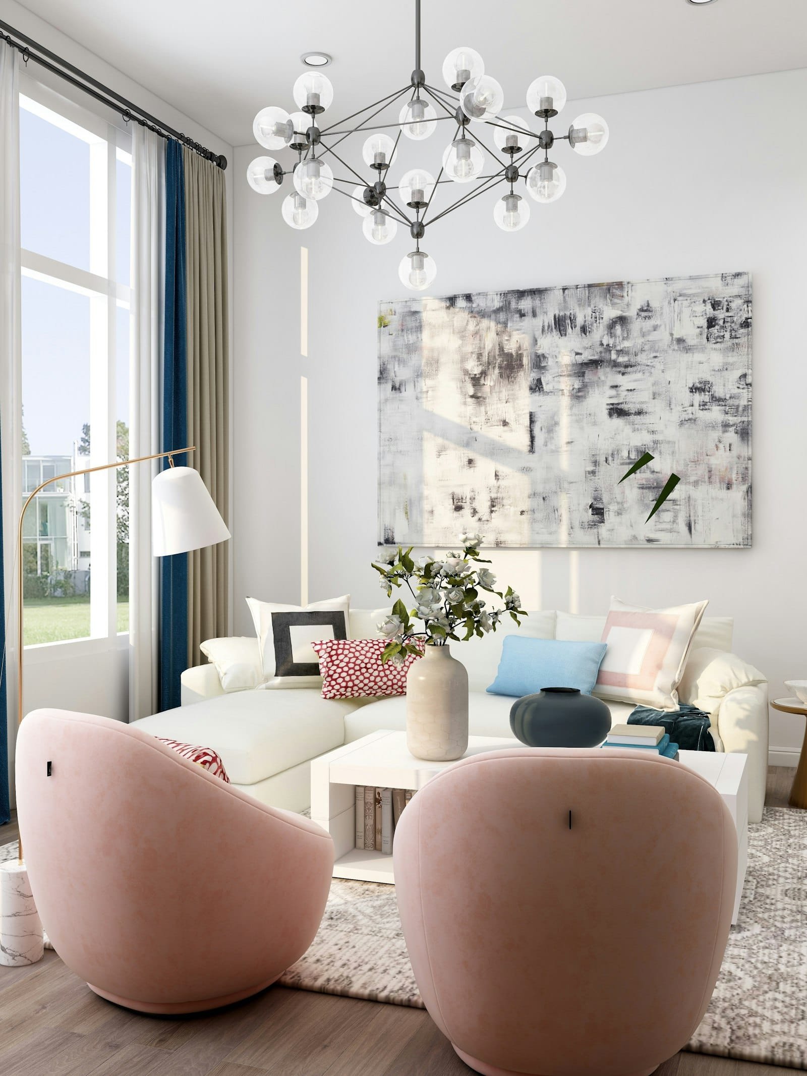 Living room chandelier detail