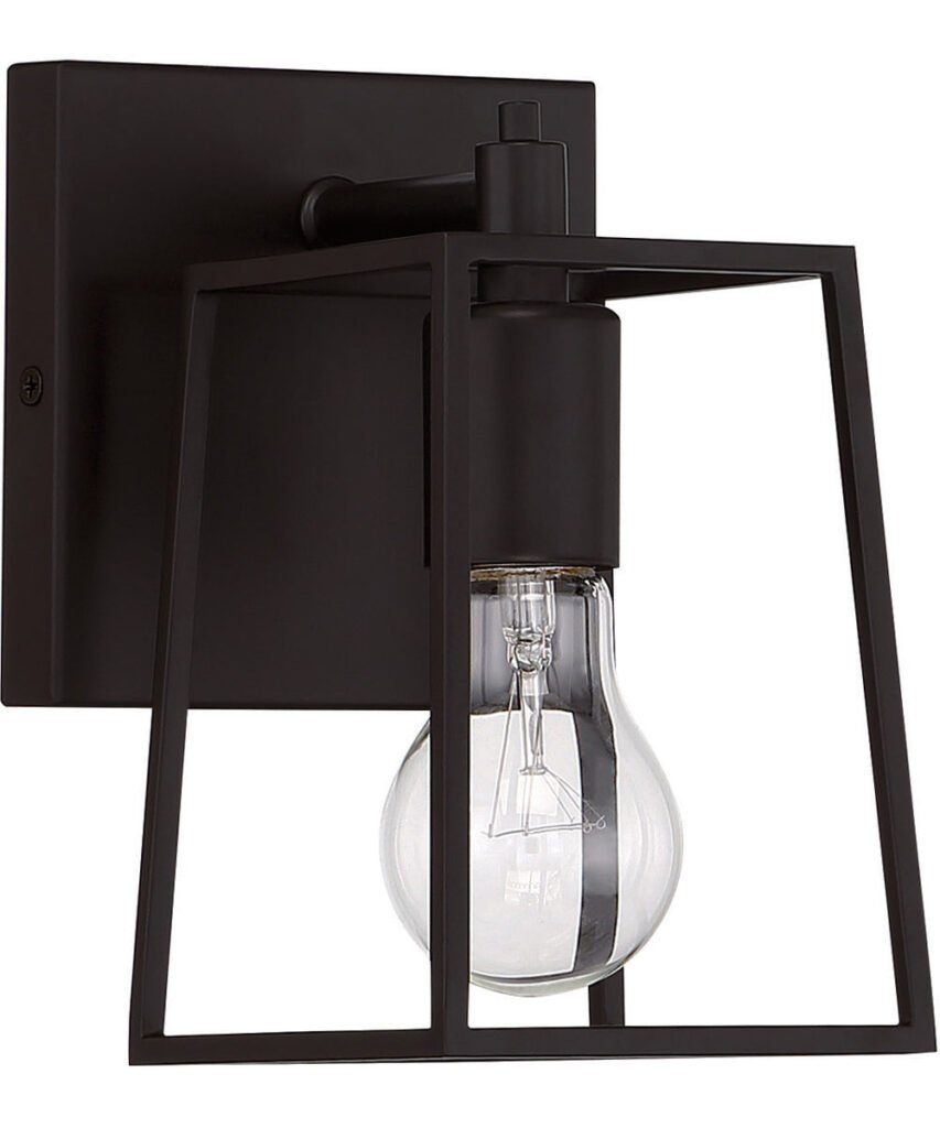 Monsaraz Compact Clear Glass Matte Black Steel Wall Sconce