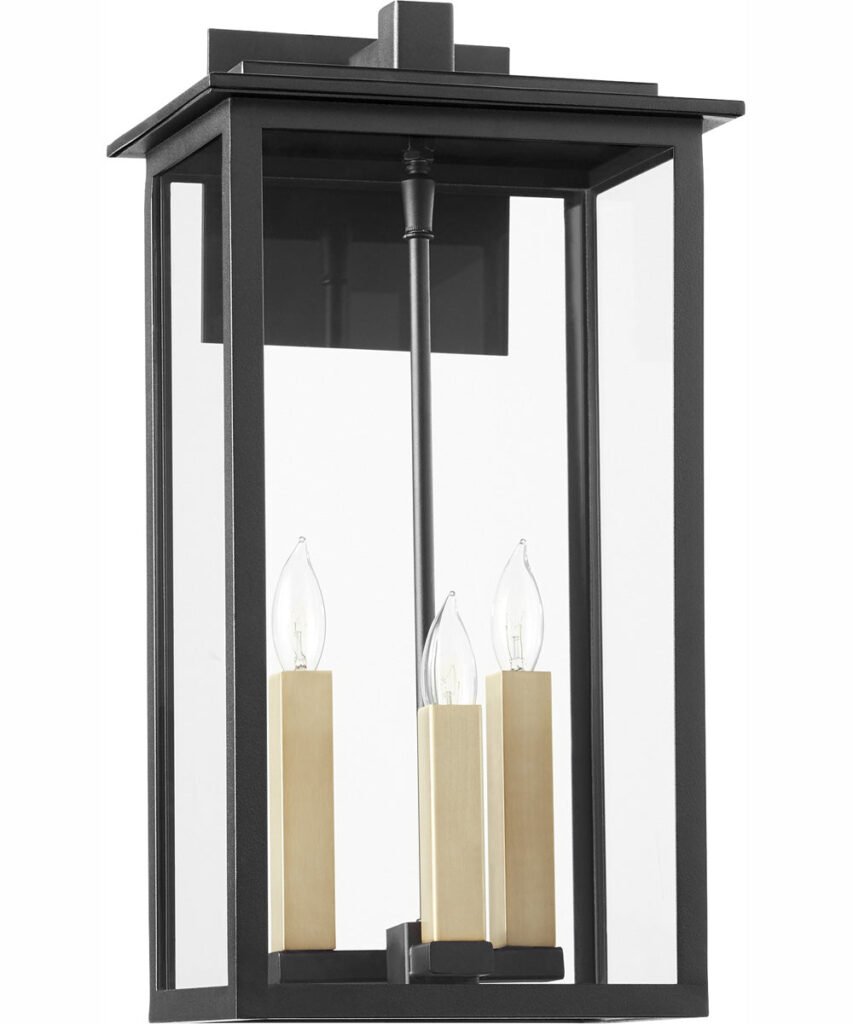 Sarakina Three Candle Box Shaped Textured Black Lantern Outdoor Wall Light – image 2