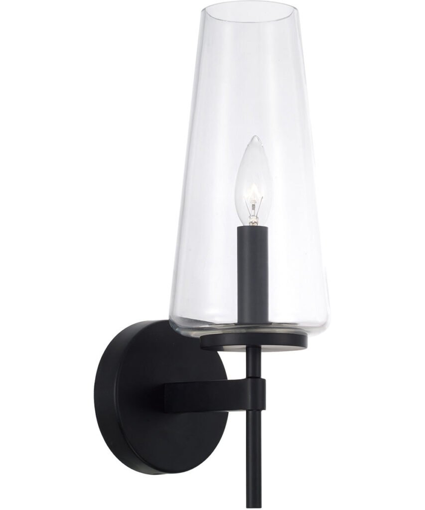 Ardara Conical Clear Glass Matte Black Wall Sconce