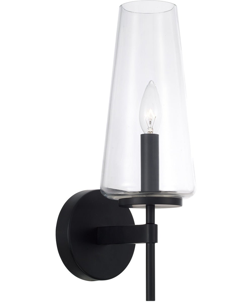 Ardara Conical Clear Glass Matte Black Wall Sconce