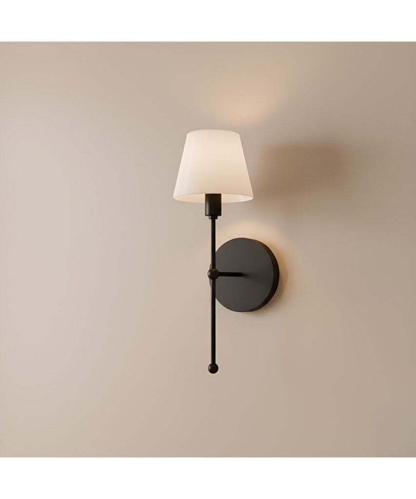 Melides Slim Body Etched Opal Glass Matte Black Wall Sconce – image 2