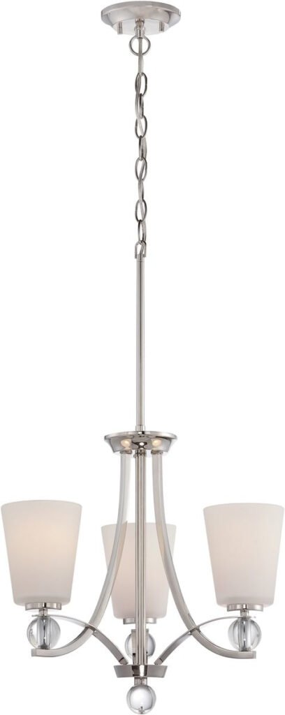 Thuir Satin Glass Polished Nickel Chandelier