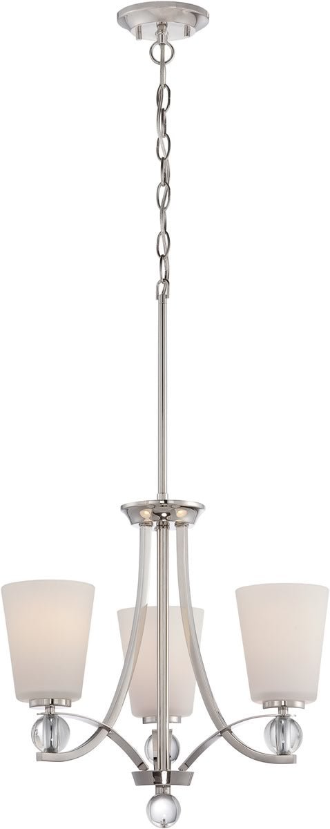 Thuir Satin Glass Polished Nickel Chandelier