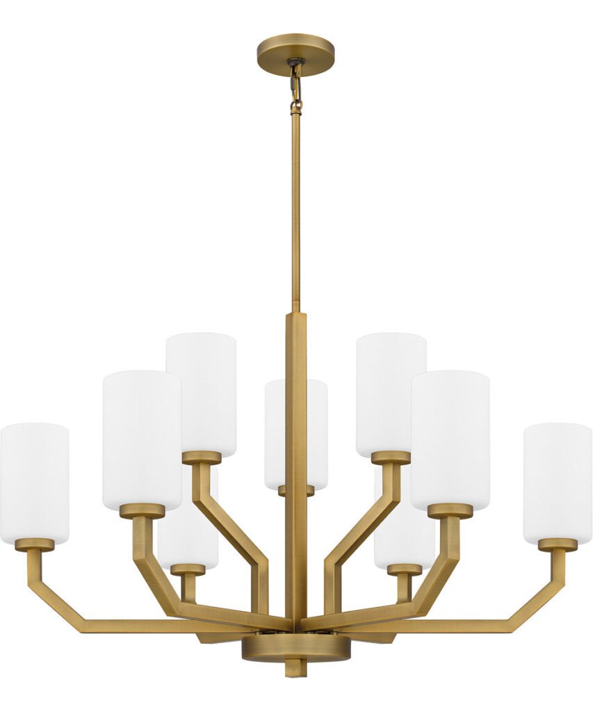 Durres Opal Glass Nine Arm Brass Chandelier – image 2