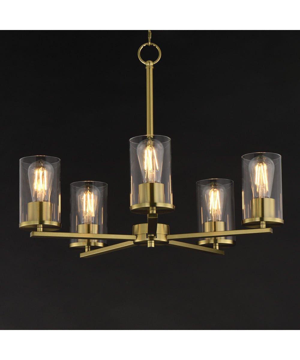 Aidipsos Satin Brass Cylinder Glass Five Arm Chandelier – image 3