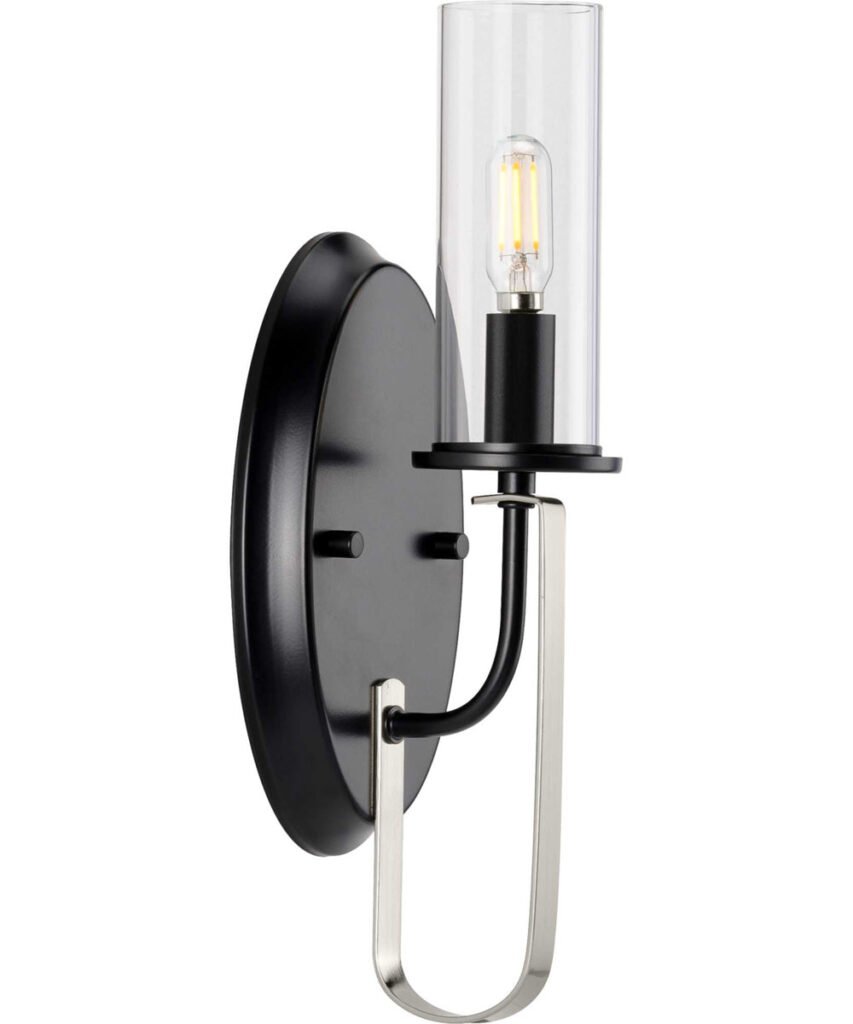 Anydri Clear Glass Dome Matte Black Wall Sconce