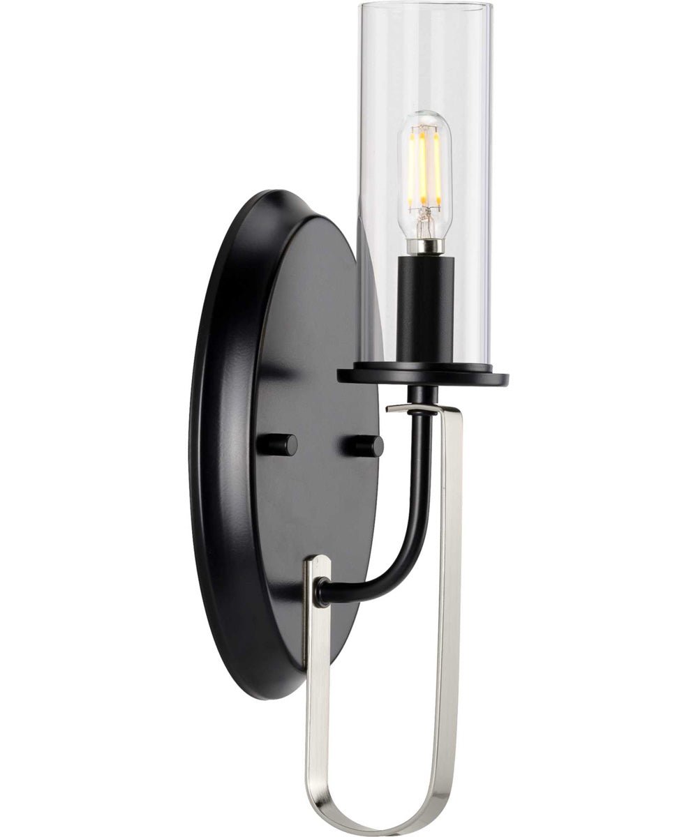 Anydri Clear Glass Dome Matte Black Wall Sconce