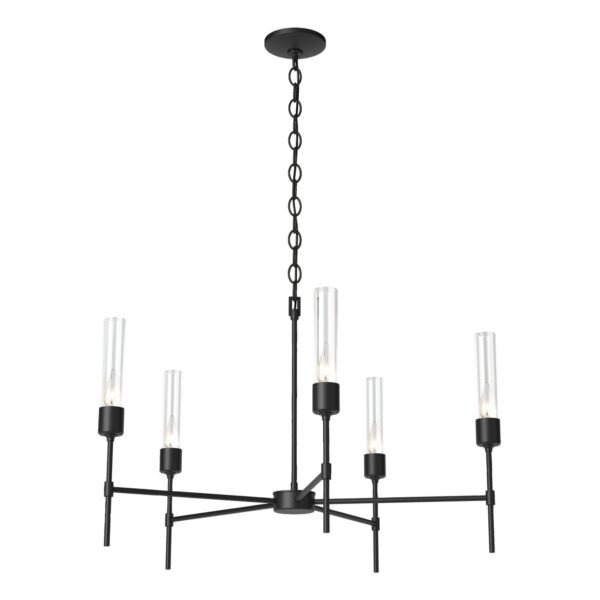 Meyrueis Black Clear Glass Five Arm Chandelier