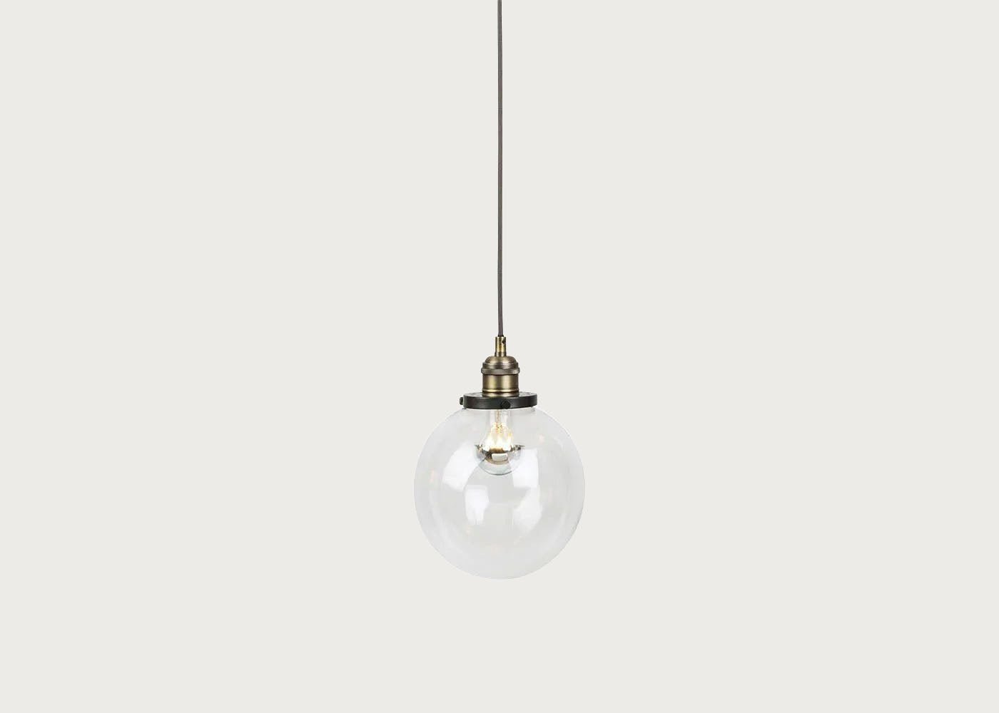 Langada Clear Glass Globe Brass Detail Pendant