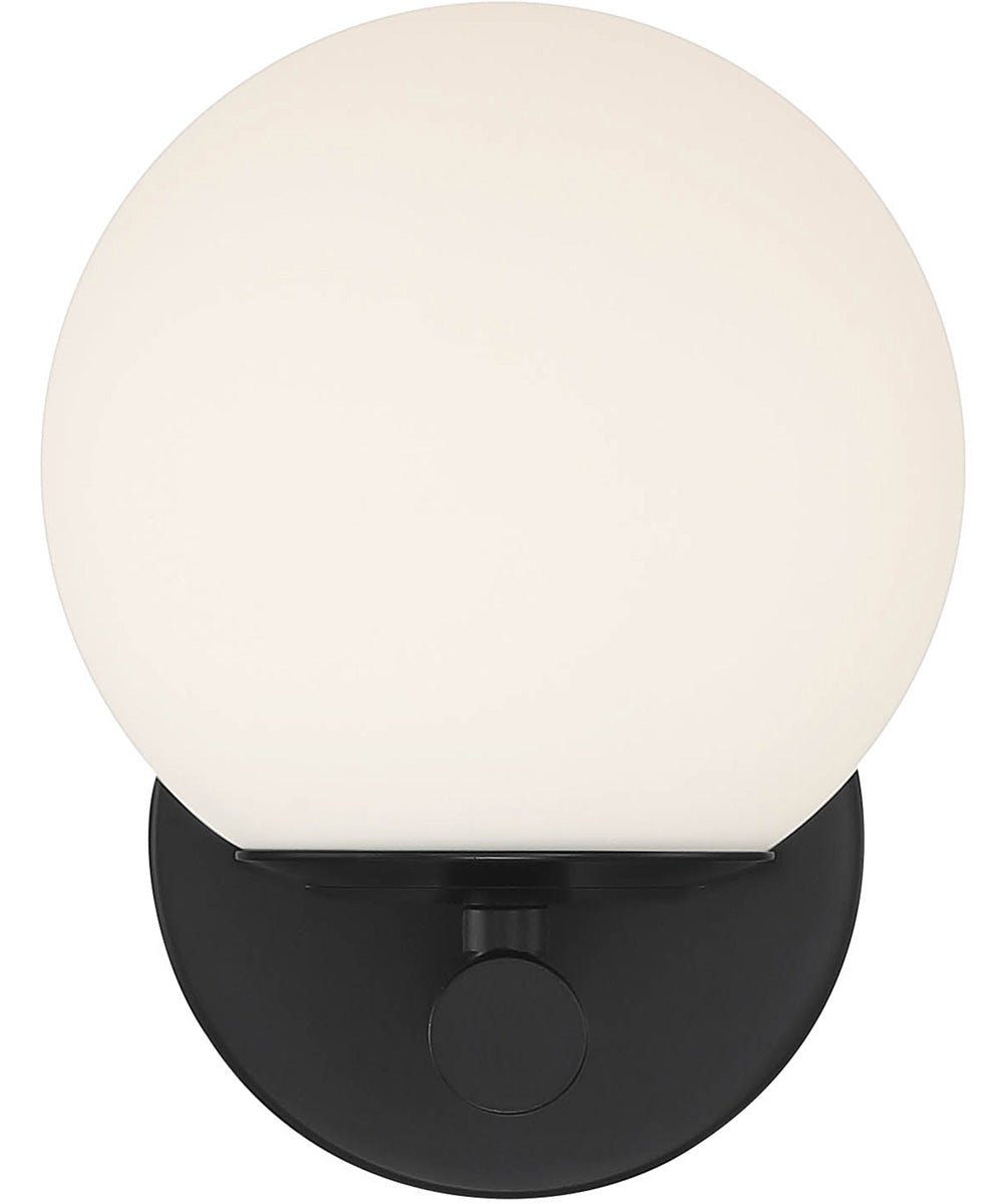 Roscigno Etched Opal Globe Glass Matte Black Wall Sconce
