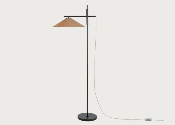 Diafani Adjustable Fabric Hood Black Floor Lamp