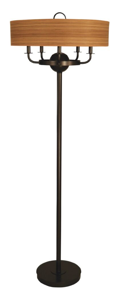 Vescovana Wooden Plated Shade Bronze Floor Lamp
