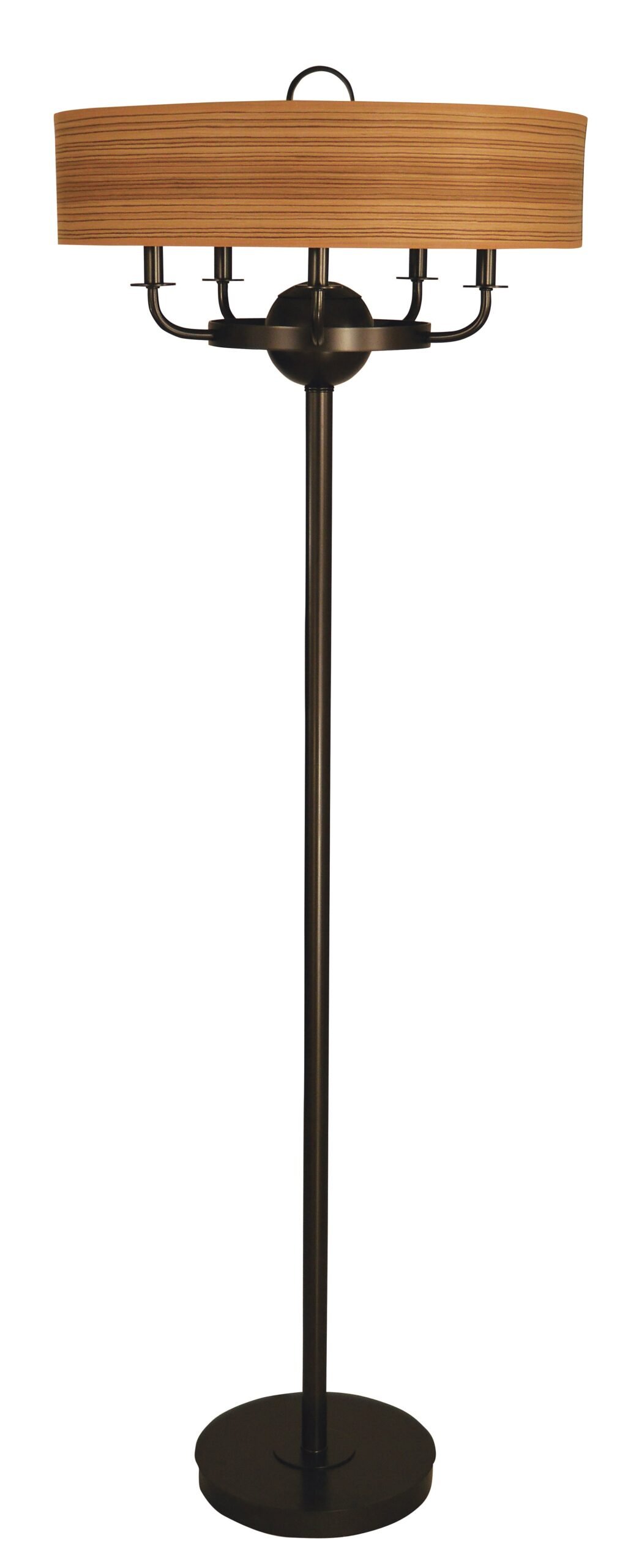 Vescovana Wooden Plated Shade Bronze Floor Lamp