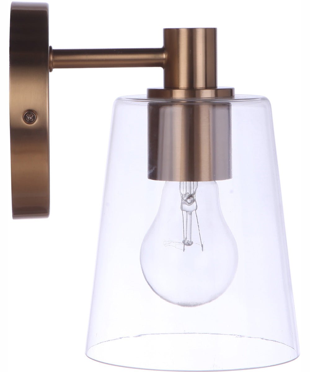 Casalvelino Satin Brass Short Arm Conical Glass Wall Sconce – image 3