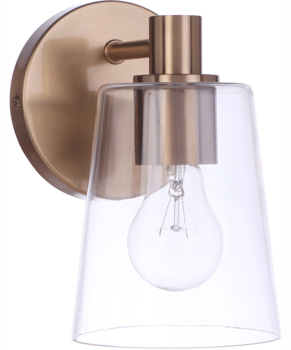 Casalvelino Satin Brass Short Arm Conical Glass Wall Sconce
