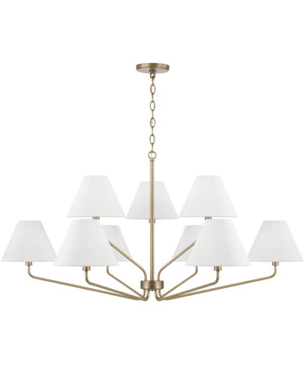 Palavas Fabric Shade Brass Chandelier