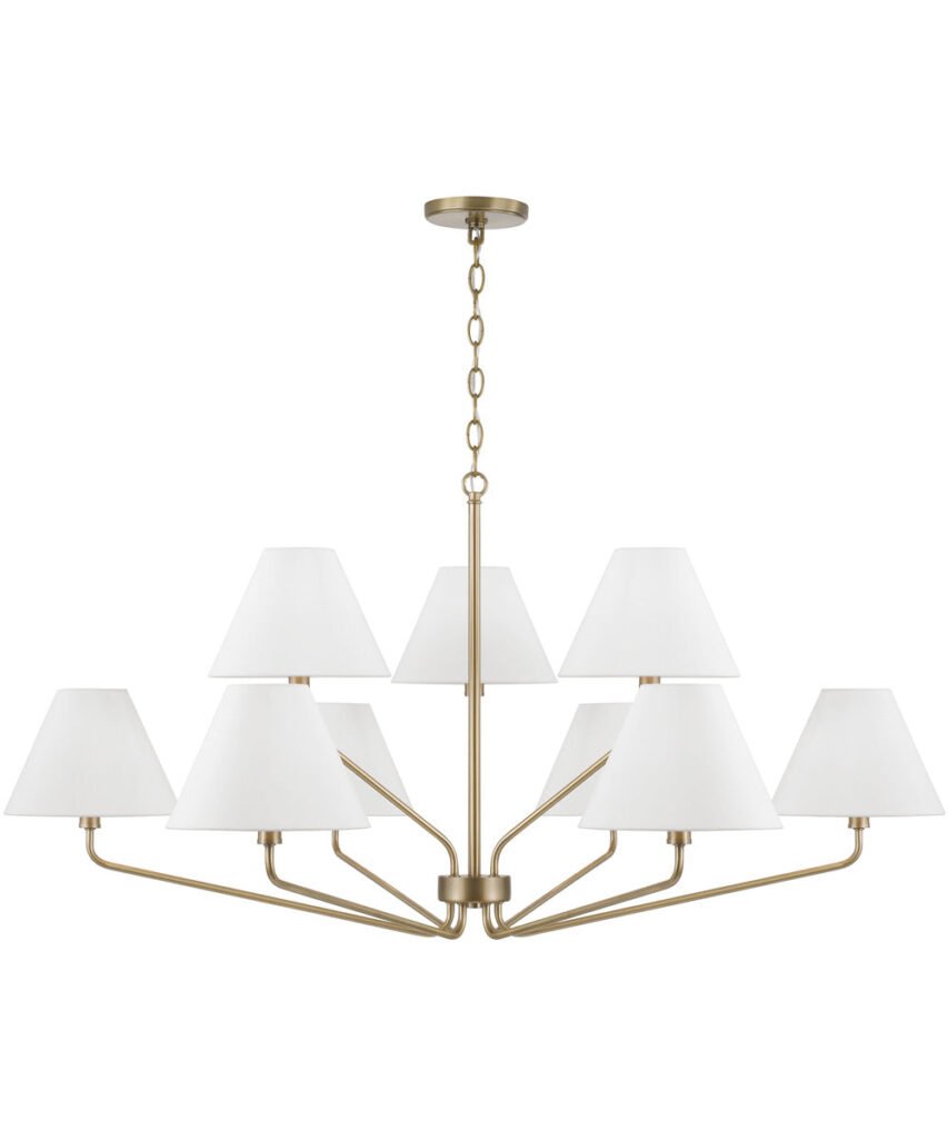 Palavas Fabric Shade Brass Chandelier