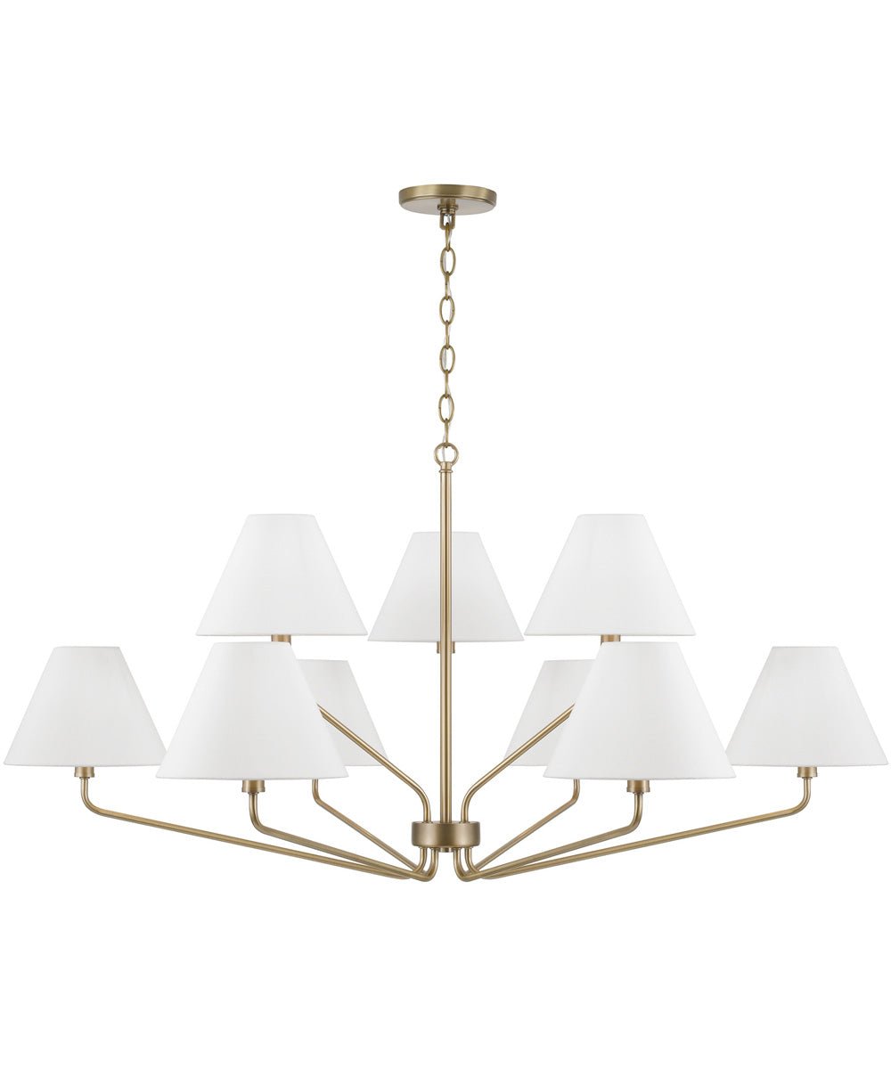 Palavas Fabric Shade Brass Chandelier