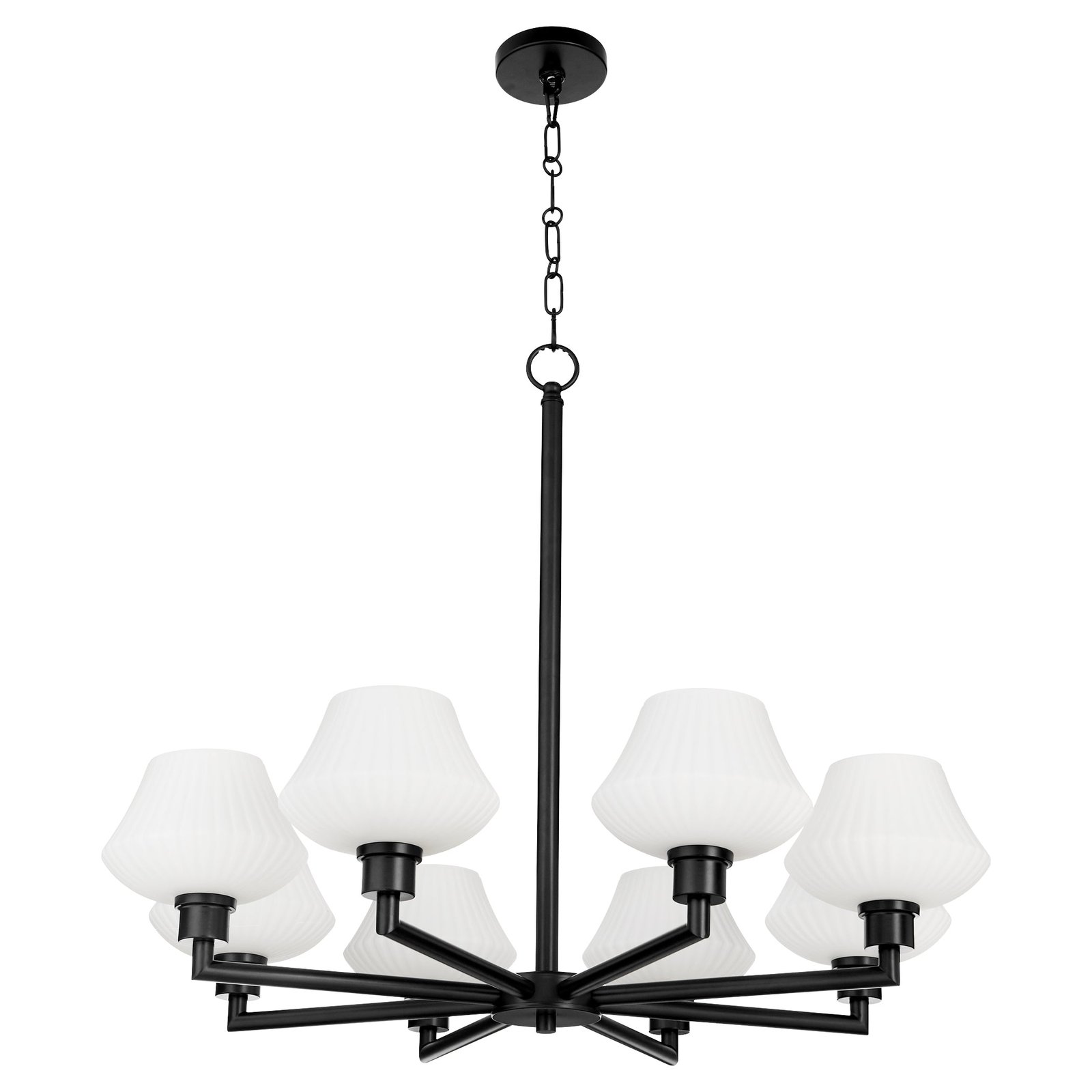 Gradac Matte Black Eight Arm White Head Chandelier