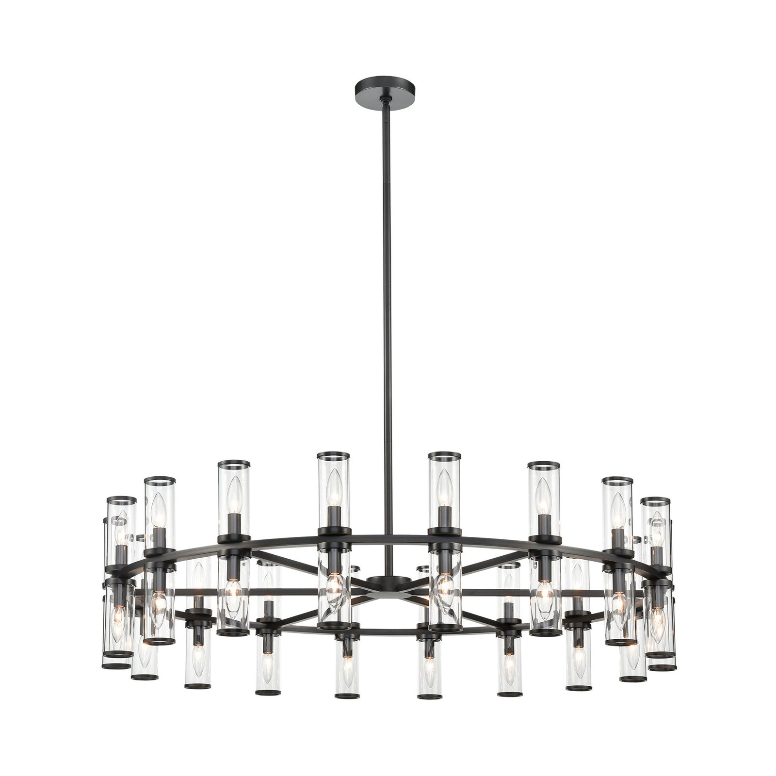Algaida Brass Ring Clear Glass Cylinder Chandelier