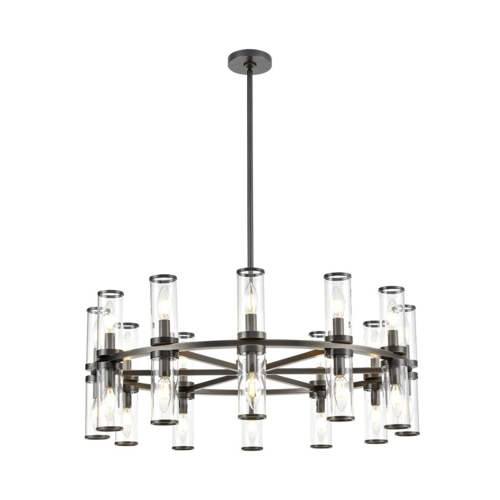 Algaida Brass Ring Clear Glass Cylinder Chandelier – image 2