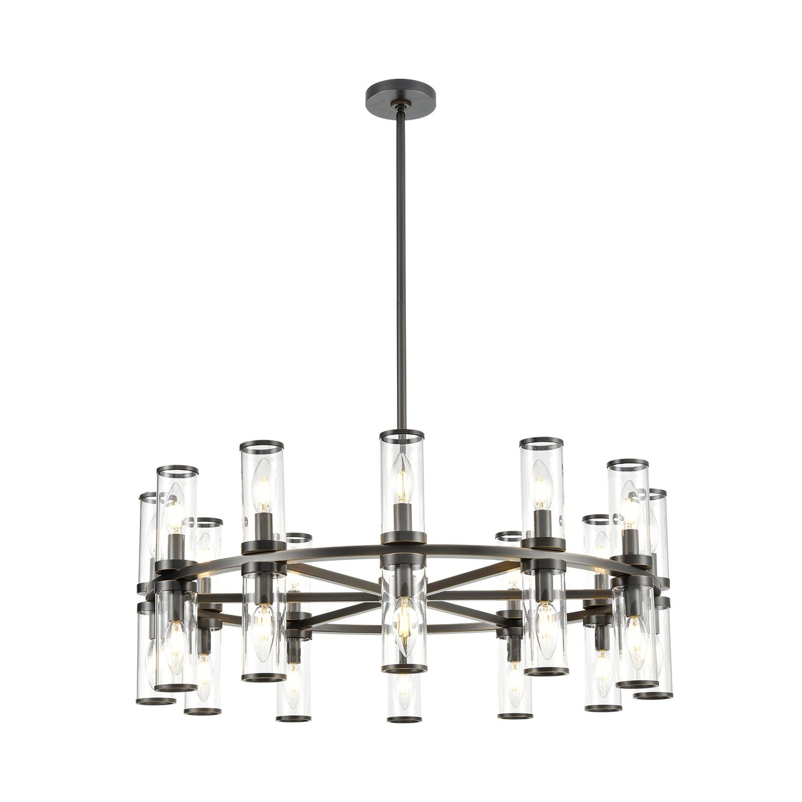Algaida Brass Ring Clear Glass Cylinder Chandelier – image 2