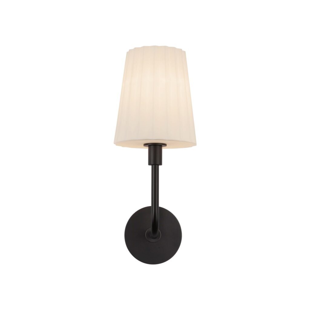 Amarante Down Light Opal Glass Hood Metal Wall Sconce
