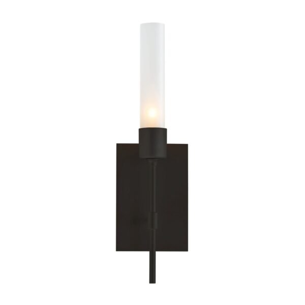 Mochlos Slim Frosted Glass Tube Black Wall Sconce