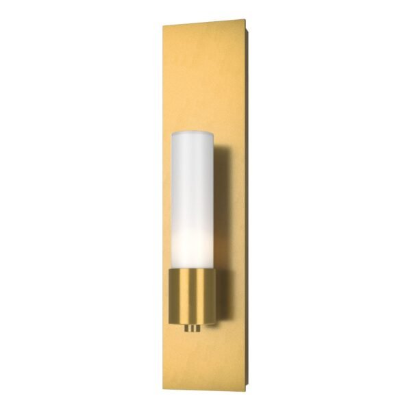 Alijó Simple Brass Column Sconce with Rectangular Opal Glass