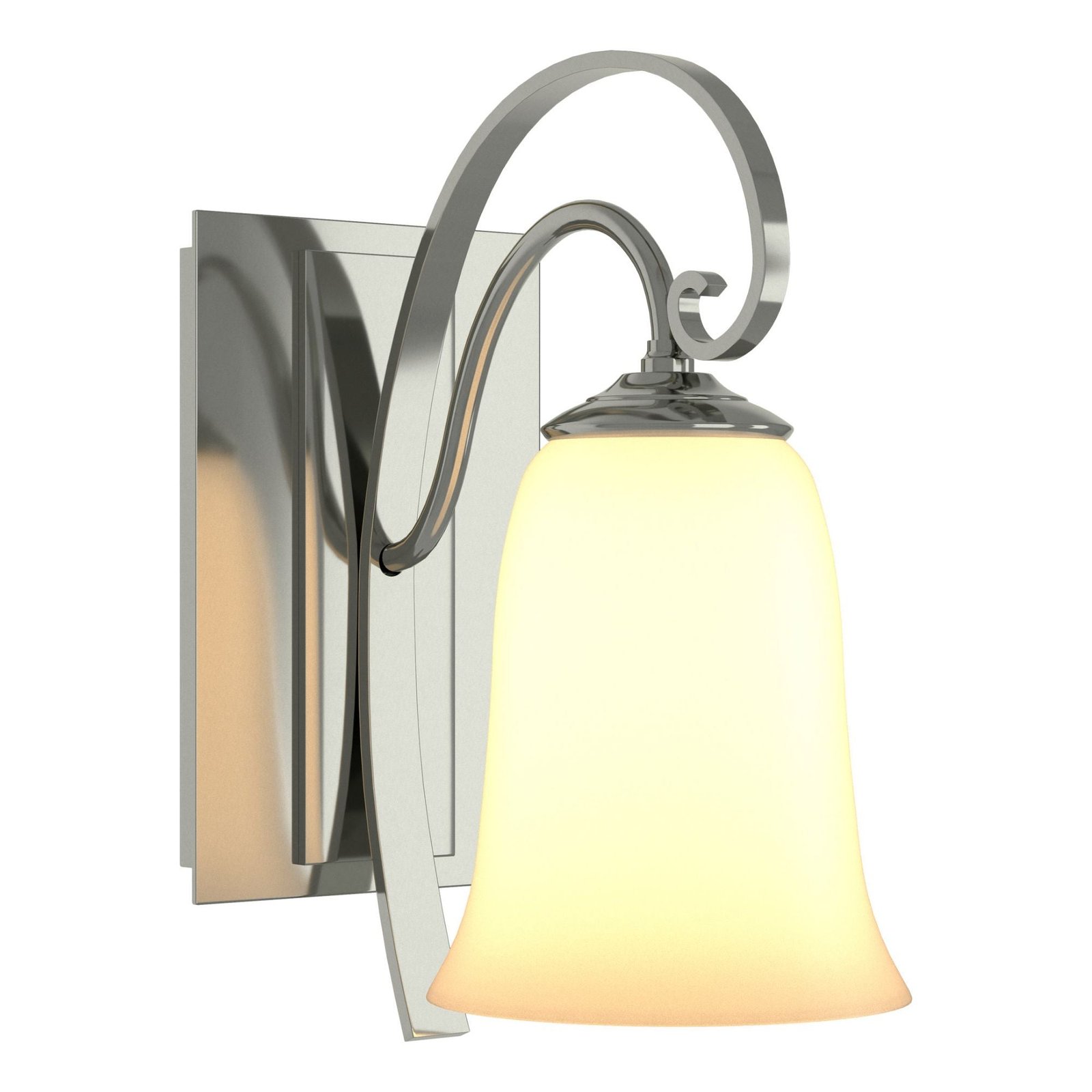 Cinfães Curled Arm Opal Bell Glass Silver Tone Wall Sconce