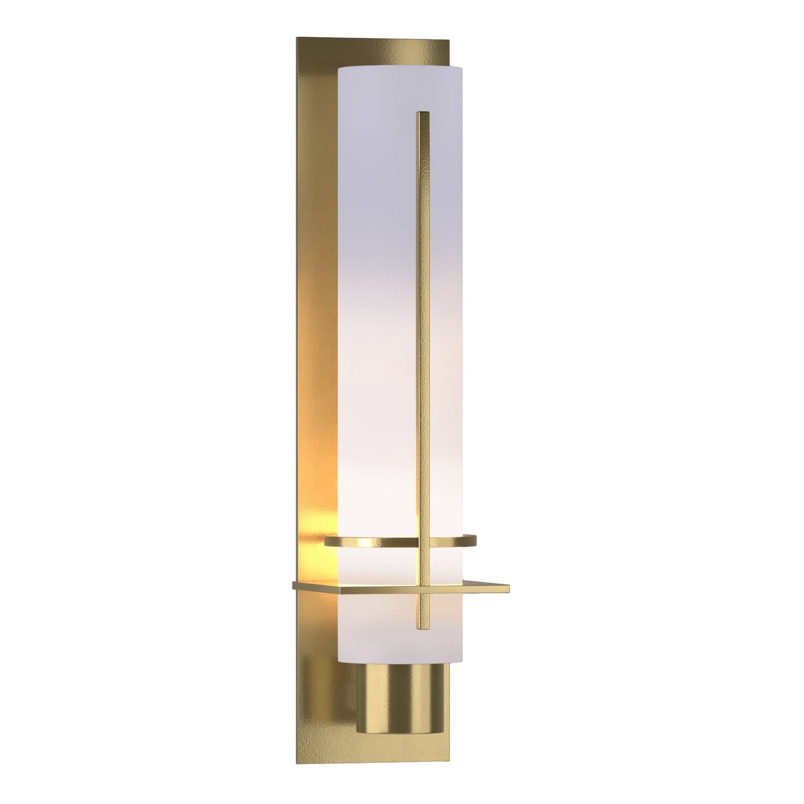 Resende Narrow Opal Glass Tube Modern Brass Wall Sconce