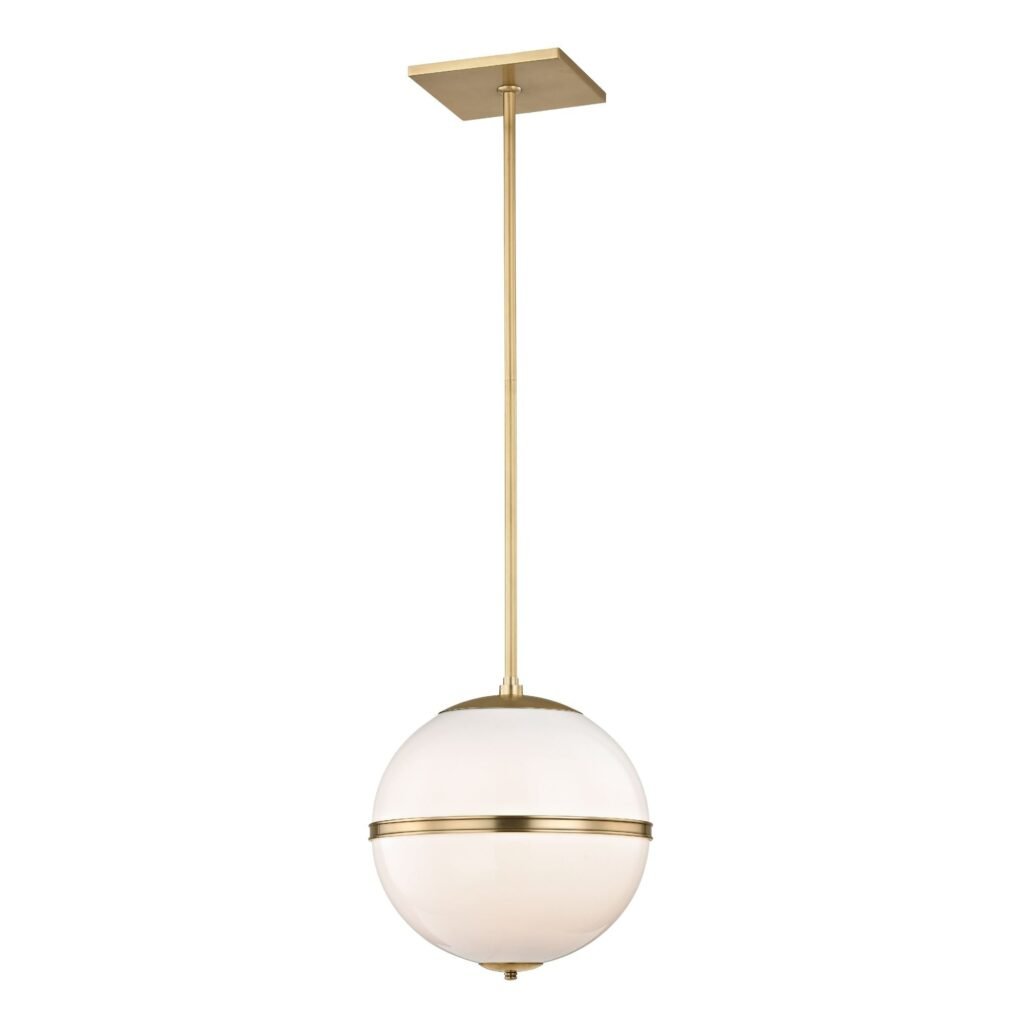 Forlimpopoli White Glass Globe Antiqued Brass Pendant