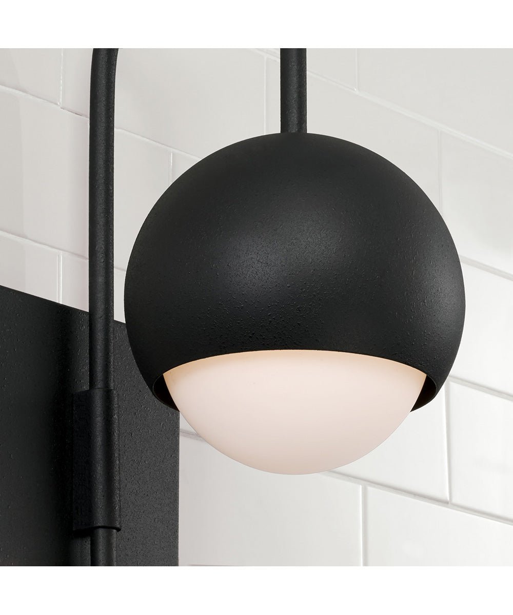 Avdou Curled Arm White Globe Glass Black Wall Sconce – image 3