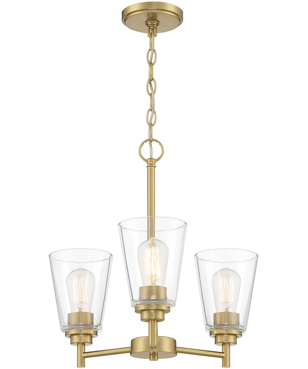 Byblos Clear Glass Gold Three Arm Chandelier