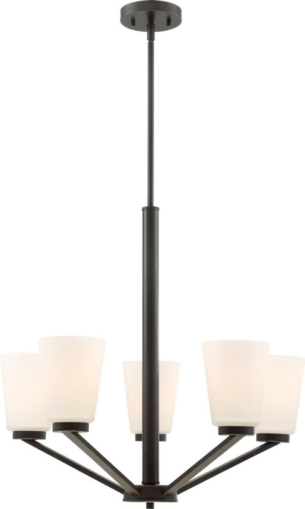 Ceret Satin White Glass Bronze Chandelier