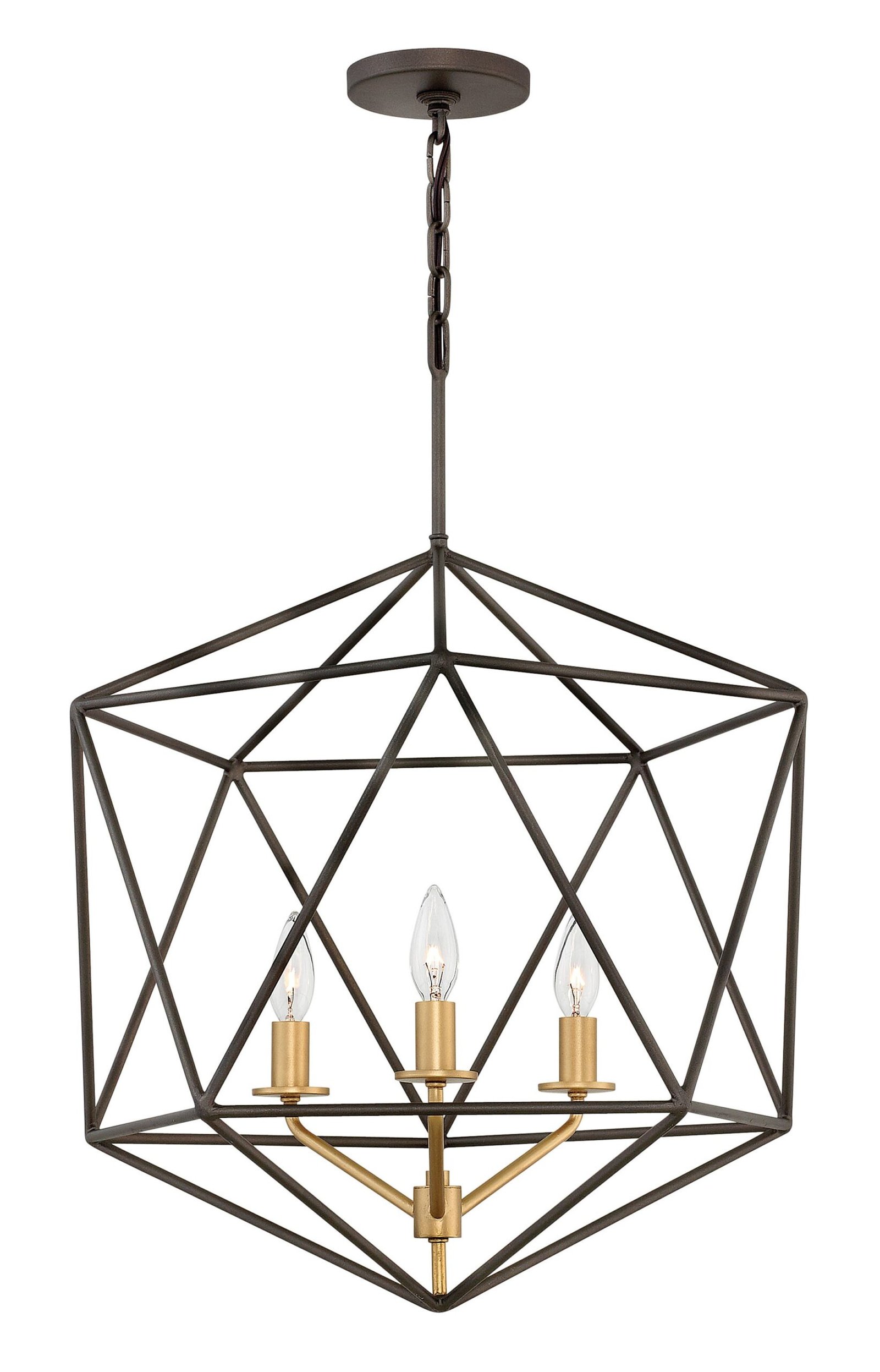 Loupian Geometric Cage Bronze Chandelier