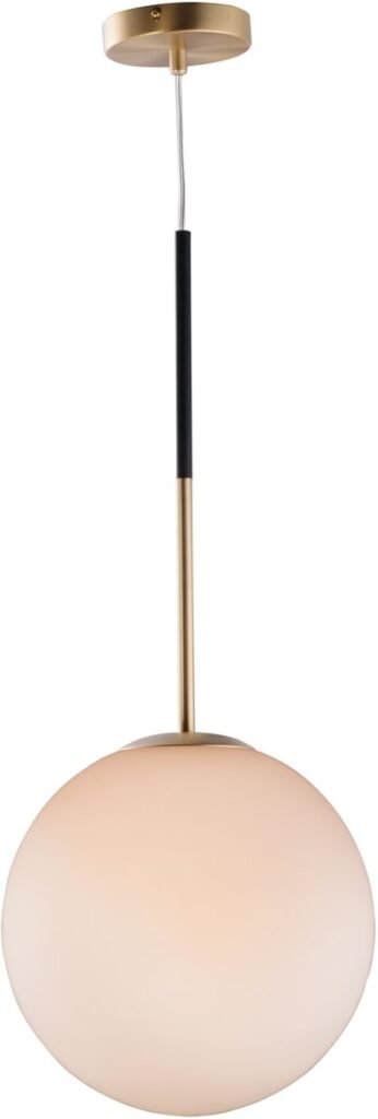 Canossa Satin White Globe Glass Brass Pendant