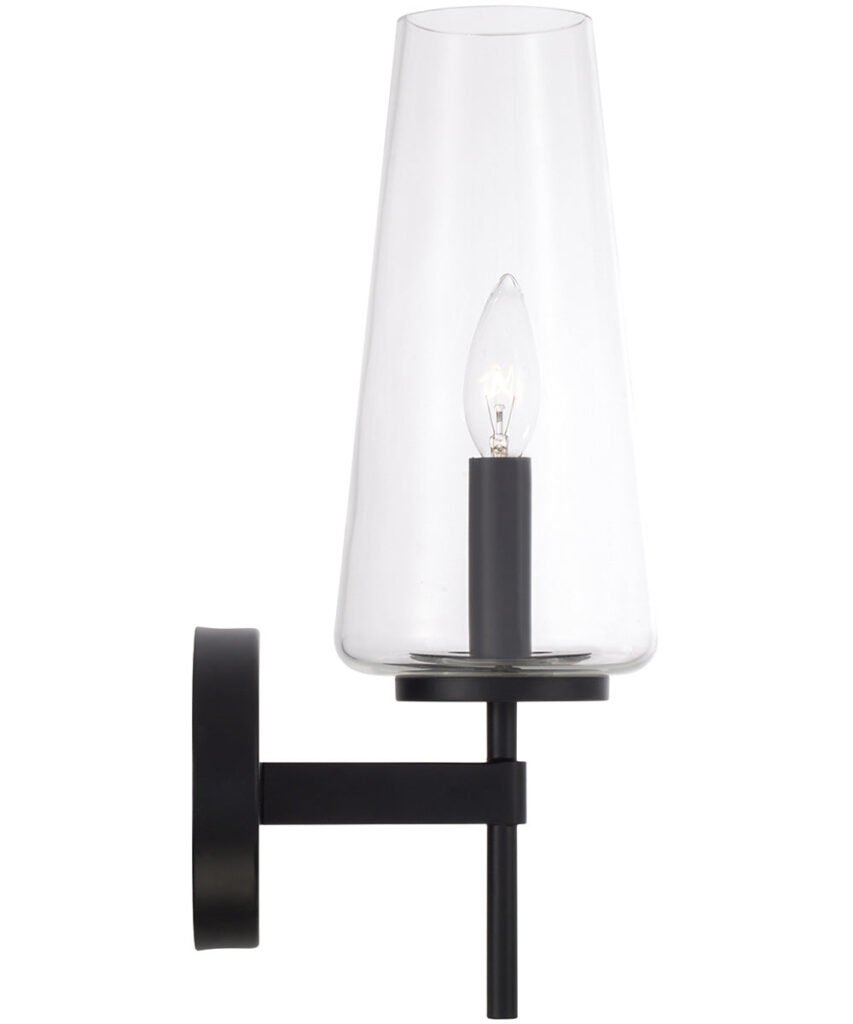 Ardara Conical Clear Glass Matte Black Wall Sconce – image 3