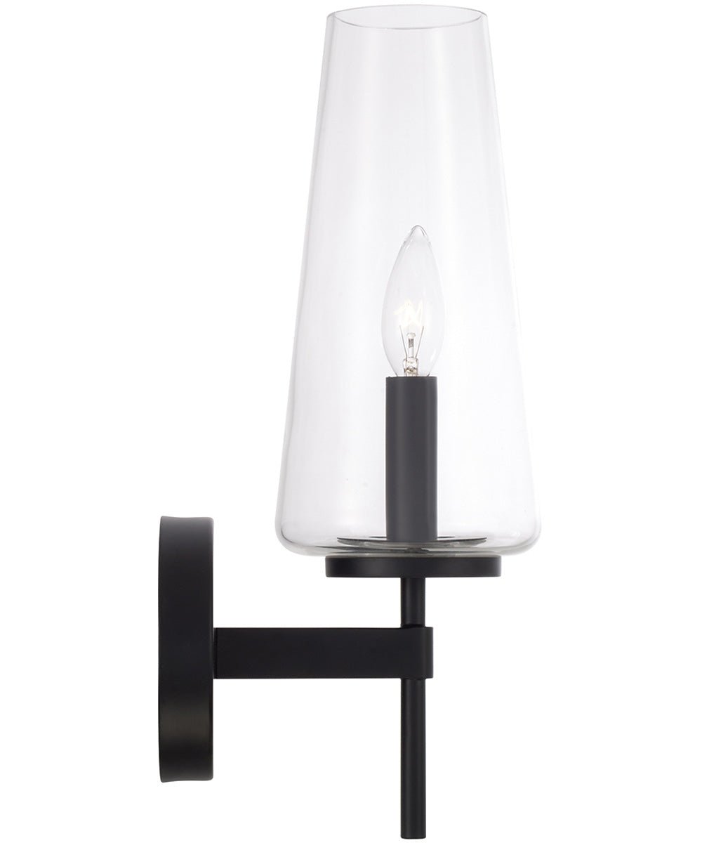 Ardara Conical Clear Glass Matte Black Wall Sconce – image 3