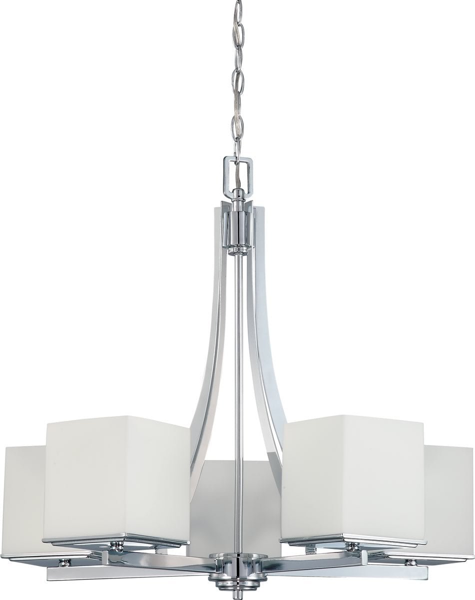 Rivesaltes Chrome White Glass Chandelier
