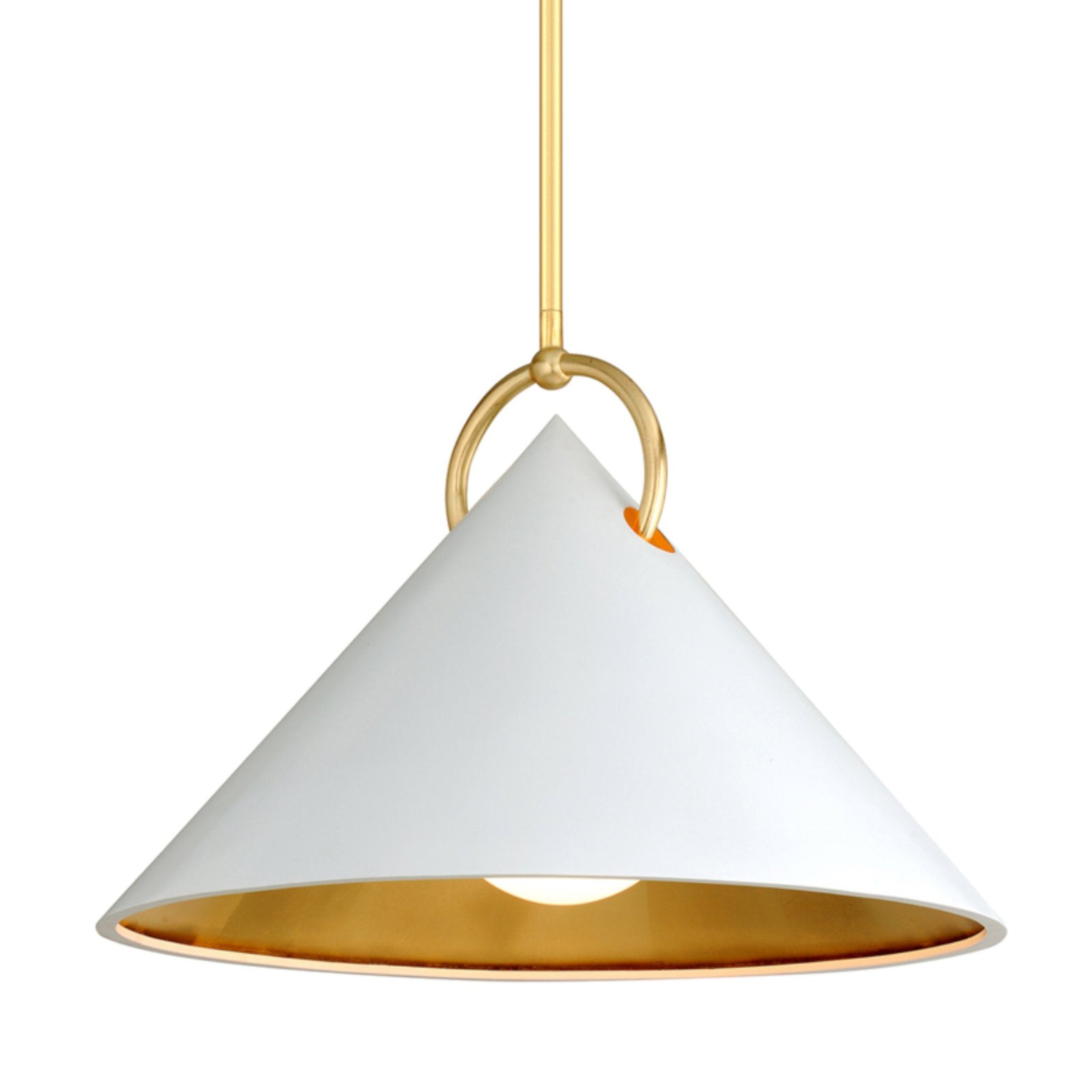 Berceto Gold Leaf Lined White Conical Pendant